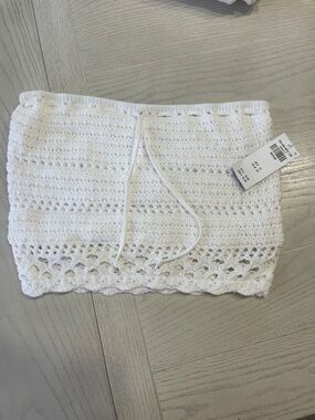 Hollister White Crochet Strapless Tube Top